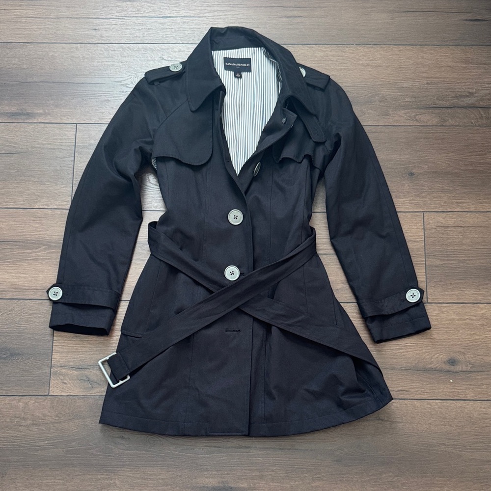 Banana Republic Black Trench Coat with Belt